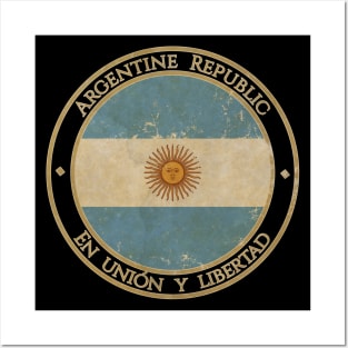 Vintage Argentina Argentine Republic USA South America United States Flag Posters and Art